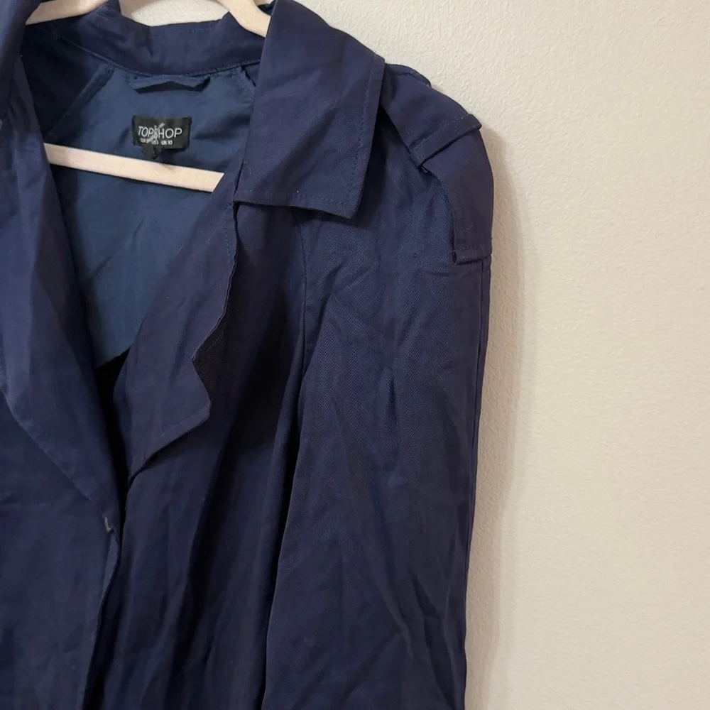 Topshop Navy Blue Trench Coat - Picture 7 of 11